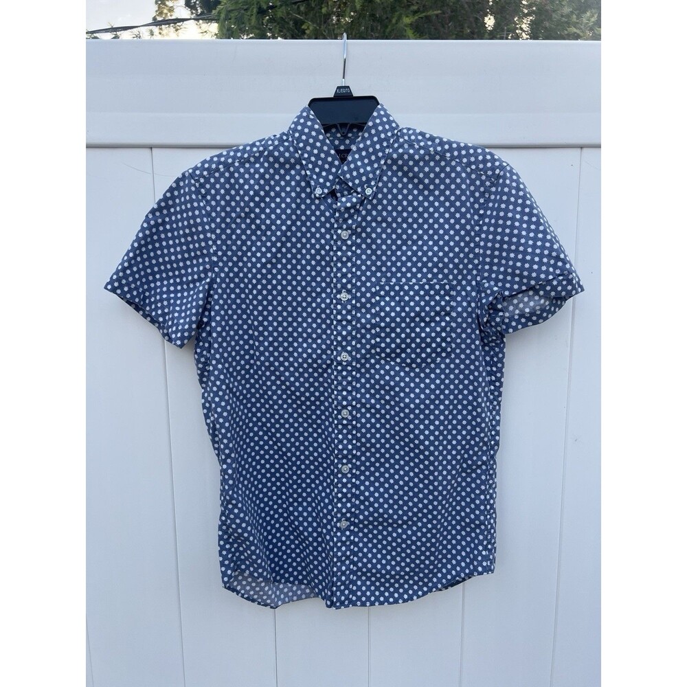 J. Crew Mens Flex Short Sleeve Button Down Shirt Small Blue